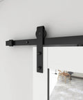 Close-up of 84 In By 36 In Dope Mirror Sliding Barn Door With Hardware Kit and Handle White MDF Interior Door Ready To Hang Pre Finished Rail System Included