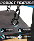 Eight Pack 2.3 Inch Chain Quick Links Heavy Duty Connectors Anti Rust 900 Lb Load Carabiners on wooden platform