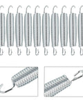 Super Heavy Duty 10 Pack Steel Extension Springs With 50kg Load Capacity, galvanized, suitable for garage doors and farm gear.