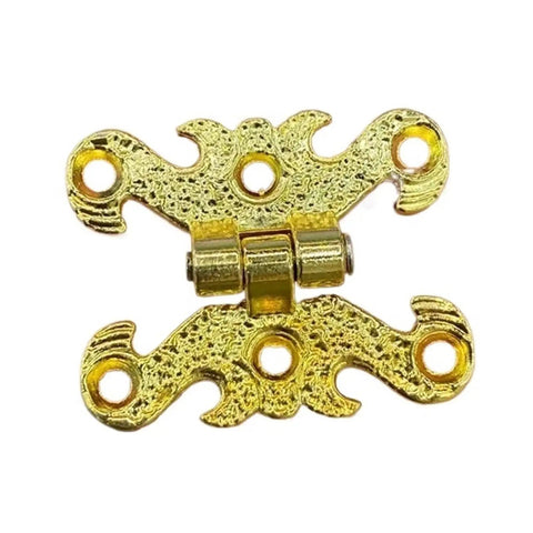 Rotating Concealed Hinges for Doors and Cabinets, Two Pack Hollow Furniture Metal Hinge Butt, 31x40mm, gold decorative design