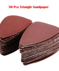 51Pcs 50mm Triangular Finger Oscillating Sanding Pads Kit for Multi Tools showing stacked red triangular pads