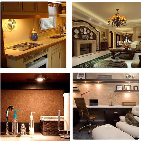 G8 Led Bulb Dimmable 3W Equivalent in cozy kitchen, living room, office with warm lighting under cabinets and counters
