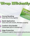 Premium Clear Stretch Wrap Film 4 Inch Pallet Roll With Carry Handle 2000 Ft 80 Gauge Heavy Duty showing features like strong bundling and grip.