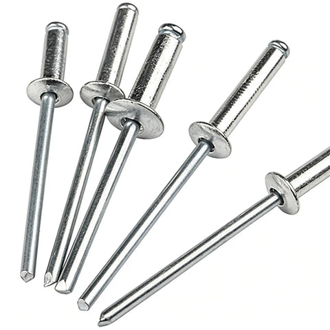 Top Drawer One Hundred Pack Stainless Steel Blind Rivets With Sure Grip Dome Head Profile For Sheet Metal Jobs And Quick Repairs heavy duty outdoor fasteners close-up view.