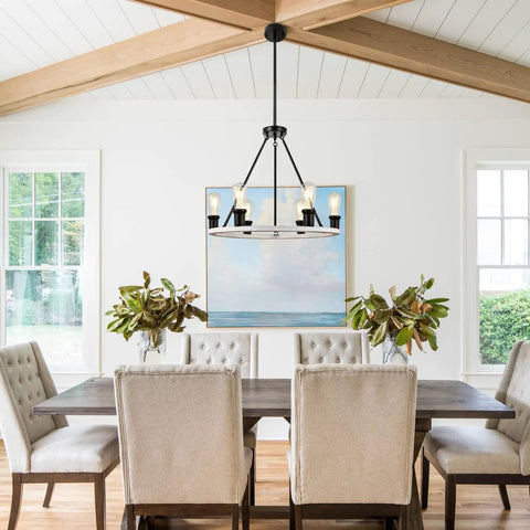 Farmhouse Wagon Wheel Chandelier With 6 Lights For Dining Room And Kitchen Island Rustic Modern Ceiling Light Fixture