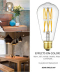 Old School Edison Style LED Bulb 10W Dimmable, 100W Equivalent, Clear Glass, Warm White 2700K, 1200Lm shown with decor and 360 beam