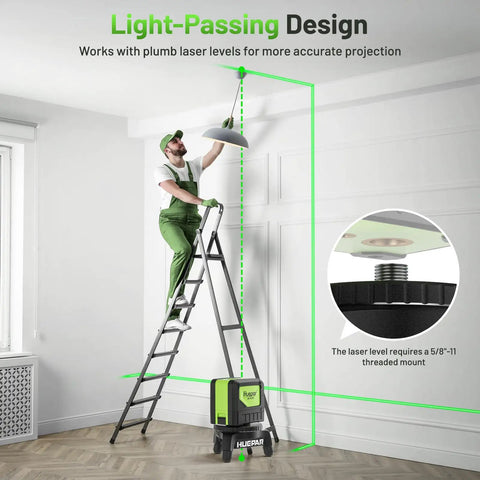 Electric Rotating Base For Laser Level With 50 Meter Wireless Remote Pro Grade Dual Speed Rotation in use for ceiling alignment