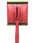 Red Deck Stain Pad With Groove Tool For Even Coverage On Flat Surfaces And Between Boards, pivoting handle, top view