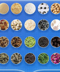 Heavy Duty Automatic Filling Machine For Dry Powder Granules Precision Electronic Weighing Scale For Coffee Beans Rice Seeds Plug And Play Wiring With Zero Stress Operation showcasing various dry powders and granules.