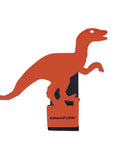 Pop Up Raptor 22 Rimfire Steel Target For Shooting Practice, orange dinosaur-shaped target for outdoor range.