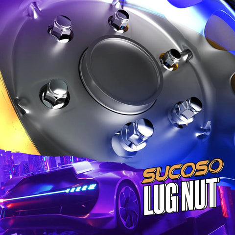 Close-up of M14x1.5 Lug Nuts for Ford F150 2015 to 2023 Expedition Lincoln Navigator, shiny steel design on wheel hub.