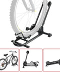 Foldable Bike Rack Floor Stand For Easy No Hassle Bike Storage Fits 20mm To Two Point Four Inch Wide Tires On 650C 700C Road Wheels