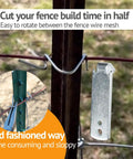 Fence Wire Twister For T Post Clips And Barbed Wire Stainless Steel Twisting Tool shown securing wire to fence post