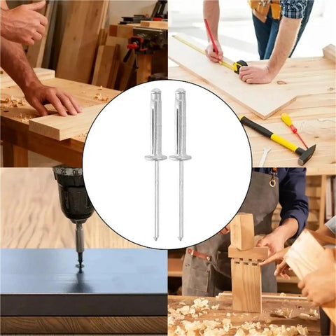 Aluminum Alloy Blind Rivets Kit 200 Pcs M4 With Round Head Tri Fold Design For Metal Diy Projects, Indoor Outdoor Fasteners