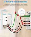 3 Way Smart Light Switch Works With HomeKit Siri Alexa Google Assistant SmartThings 2.4GHz WiFi Neutral Wire Required Diagram