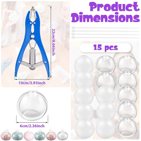 All In One Squishy Making Kit With Heavy Duty Expander Clamp TPR Skins 15 Cable Ties product dimensions illustration