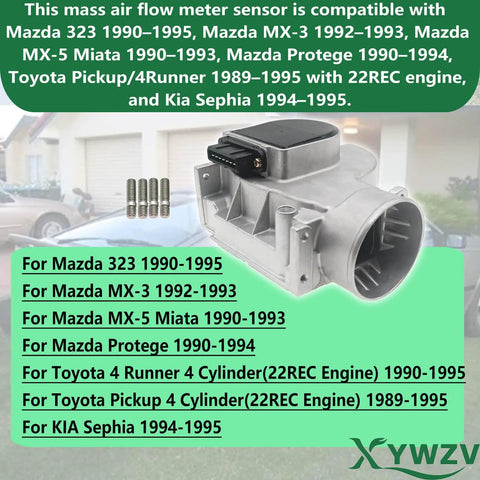 Mass Air Flow Meter Sensor Replacement 197100-4090 compatible MAF sensor with mounting screws for Mazda Toyota Kia applications