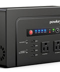 Portable Power Station 200W 146Wh Solar Generator Battery Pack With 2 Pure Sine Wave AC Outlets, front panel view with ports