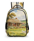 Puppy Watercolor Printed Backpack Unisex Large Capacity Go-To Everyday Carry Bag with cottage and dog design