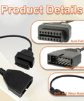 Obd2 To Obd1 GM Adapter For GM Vehicles OBD1 Scanner Extension Cable 12 Pin To OBDII 16 Pin Cable with plug details