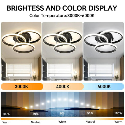 15.74 Inch Dimmable LED Flush Mount Ceiling Light With Remote Control 3000K To 6500K Three Color Dimming display