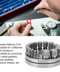 Disc Cutter Set With Seventeen Dies For Metal Forming Punch Die Discs Durable Steel Construction Great For Brass Gasket And Styrene Sheet Crafting Ideal For DIYers And Jewelry Makers At Home