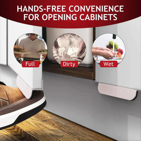 Hands Free Under Cabinet Foot Pull Toe Opener No Touch For Kitchen Trash Cabinets And Drawers Aluminum Alloy Four And Three Quarters Inch White