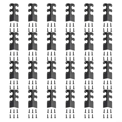 Beefy Metal Baseboard Corner Protectors Set Of 6 Iron Skirting Guards with screws in black finish, arranged vertically