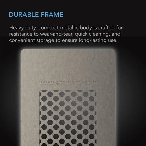 Close-up of Grinder Card Manual Pepper And Spice Grater Tool in black aluminum, showing its durable frame and grater design.