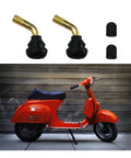 Two Pack PVR50 Valve Stem Set Bent 135 Degree Angled Snap In Tubeless Tire Valve Stems Brass With Rubber Base with scooter