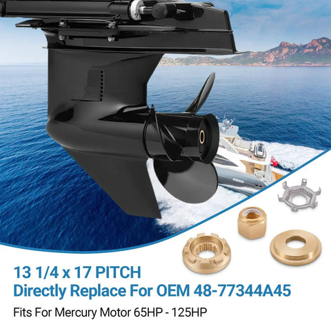 Mercury Outboard Propeller Upgrade Aluminum 13 And A Quarter By 17 15 Spline Tooth Right Hand With Hub Kits Included OEM 48-77344A45