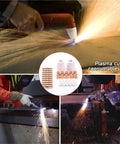 Ultimate 32pc Pt31 Plasma Cutter Consumables Kit Featuring Durable Electrodes, High Temp Nozzles And Swirl Cups For 40A Machines in action with sparks.