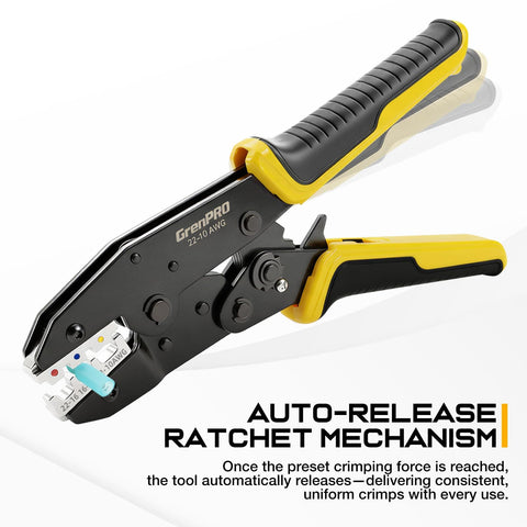 Wire Crimping Tool For Insulated Electrical Wire Connectors AWG 22 To 10 9 Inch Crimping Pliers With Precision Ratchet