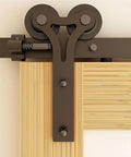 Sliding Barn Door Hardware Kit With Y Shape Rollers And Upgraded Nylon Bearings For Quiet, Smooth Operation, Heavy Duty Track System Delivers Stable And Sturdy Performance For A 5 Foot Door, close-up