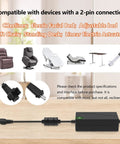 29V 2A Recliner Power Adapter for Sofa Lift Chair and Desk, 2 Pin, 100-240V Wide Input, shown with compatible furniture icons