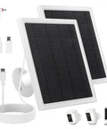 8W Solar Panel Charger For Stick Up Cam Plus Pro Spotlight Cam Plus Pro Outdoor Cameras With 9.35 Foot USB C Cable White 2 Pack