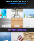 Conditions for Top Shelf 12 Pack Self Adhesive Sound Proof Foam Wall Panels, showing suitable and unsuitable wall types.
