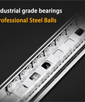 Close-up of Heavy Duty Drawer Slide Rails 53mm 400mm Full Extension Ball Bearing with professional steel balls