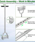 Two In One Lawn Aerator And Core Aerator Tool With Nine Spikes And Six Cores In Stainless Steel, semi-assembled with dimensions shown