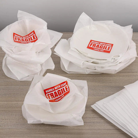 Dish Moving Master Pack 290 Dish Packing Kit In 9 Sizes With 350 Fragile Stickers For Plates And Dishes on wooden table