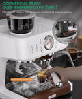 All-In-One 58mm Espresso Machine With Built-In Grinder And Milk Steam Wand, 15 Bar, Stainless Steel, Anti-Static Grinder