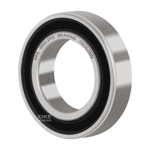 Close-up of 10 Pack 6802 2RS Ball Bearings 15x24x5mm with double rubber seals, pre-lubricated deep groove chrome steel.