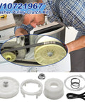 Rock Solid Washer Shift Actuator And Pulley Clutch Kit With Heavy Duty Drive Belt For Whirlpool Maytag Kenmore Amana showing installation.