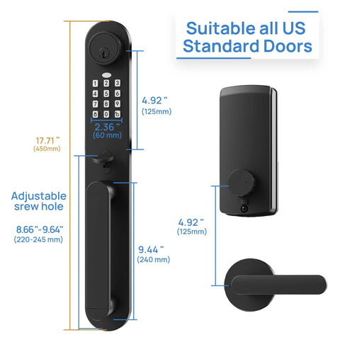 Keyless Entry Door Knob Set Matte Black For Exterior Front Door Reversible For Left Or Right Hand Includes Keyless Passcode Auto Lock