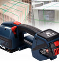 Heavy Duty Electric Strapping Machine With 4000 Mah Battery powered handheld baler tool, used for securing pallets.