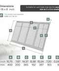 16 By 8 Inch White Metal Air Vent Cover 3 Pack With Louvered Wall Grille And Built In Mesh Screen showing dimensions