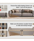 Lock It Down Heavy Duty Sofa Connectors For Sectional Couches With Adjustable Interlocking Brackets and Stainless Steel Screws showing installation tips.