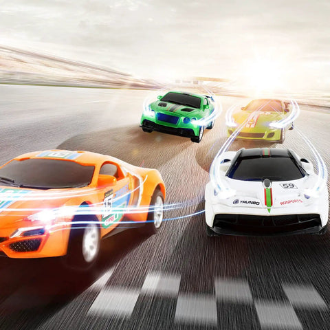 Electric Slot Car Race Track Set With Four Cars No Wires Plug And Play Speedway Dual Controllers Lights And Sounds Super Loop Speedway For Kids And Adults Easy Setup Dope Family Toy For Fast Lanes And Competitive Fun