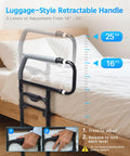 Bedside Safety Rail for Seniors and Recovery Adjustable Bed Assist Rail with Retractable Height Fits Thick Mattresses shown in use