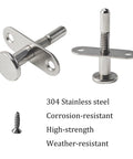 Dead Simple Spring Loaded Plunger Latches 2 Pack Rock Solid Stainless Steel Quick Release Cabinet Door Heavy Duty Hardware Rust Proof Furniture And Bed Locking Clamps with screws.